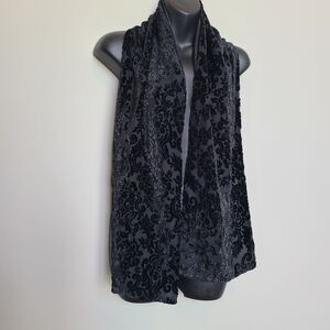 Velvet Burnout Scarf Black Valerie Stevens Rayon Silk